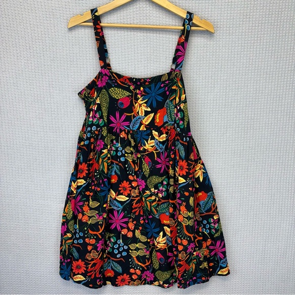 NATURAL LIFE Dresses & Skirts - Natural Life Patti Floral Mini Sundress Women’s Med Black Vibrant Spring Cotton